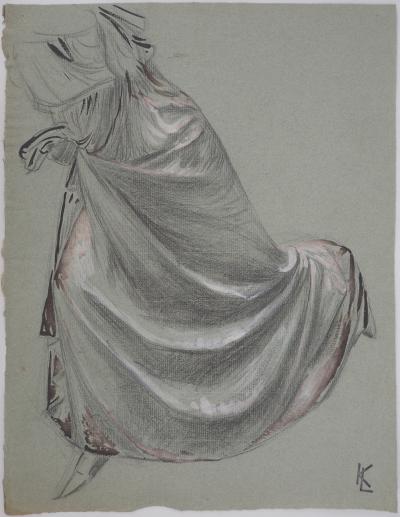 Léopold Franz KOWALSKI: Drapé d'une robe, dessin original 2