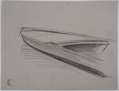 Léopold Franz KOWALSKI: L'avant de la barque, dessin original 2