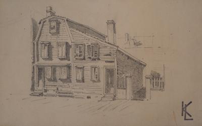 Léopold Franz KOWALSKI: Une maison de ville, dessin original 2