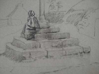 Léopold Franz KOWALSKI: Dame à la prière, dessin original 2