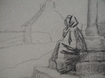 Léopold Franz KOWALSKI: Dame à la prière, dessin original 2