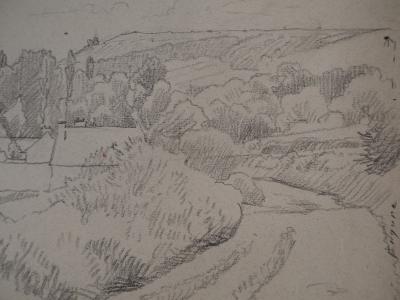 Léopold Franz KOWALSKI: Paysage de campagne, dessin original 2