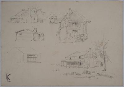 Léopold Franz KOWALSKI: Les faces d'une maison, dessin original 2