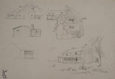 Léopold Franz KOWALSKI: Les faces d'une maison, dessin original 2