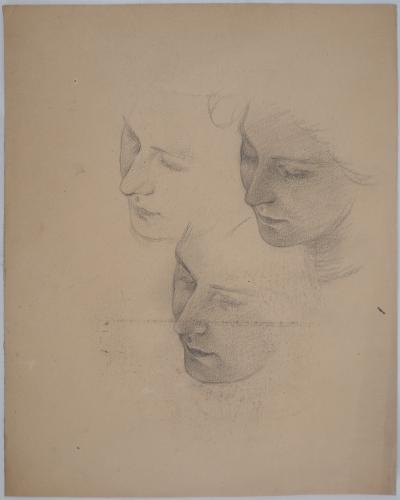 Léopold Franz KOWALSKI: Study of the face of Camélia, original drawing 2