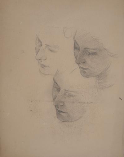 Léopold Franz KOWALSKI: Study of the face of Camélia, original drawing 2