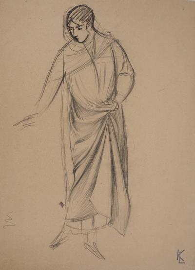 Léopold Franz KOWALSKI: Drapé d'une toge, dessin original 2