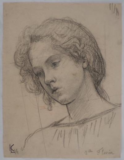 Léopold Franz KOWALSKI: Portrait de Mlle Flavin, dessin original 2