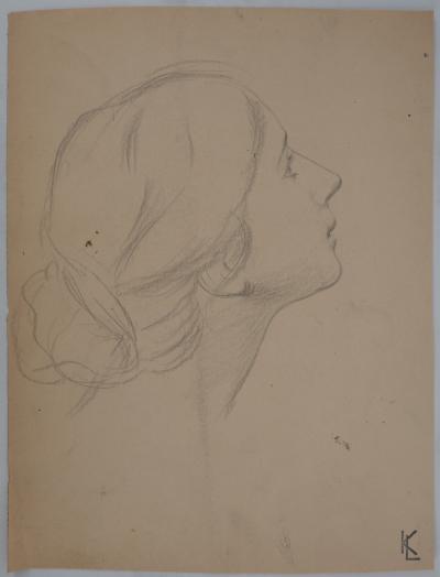 Léopold Franz KOWALSKI: Portrait d’Anaëlle de profil, dessin original 2