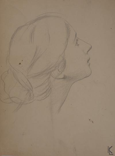 Léopold Franz KOWALSKI: Portrait d’Anaëlle de profil, dessin original 2