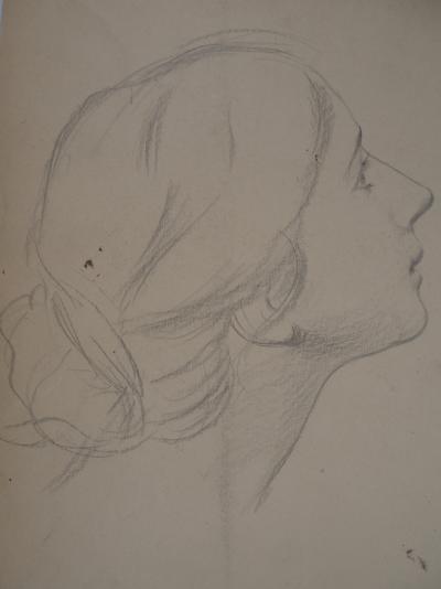 Léopold Franz KOWALSKI: Portrait d’Anaëlle de profil, dessin original 2