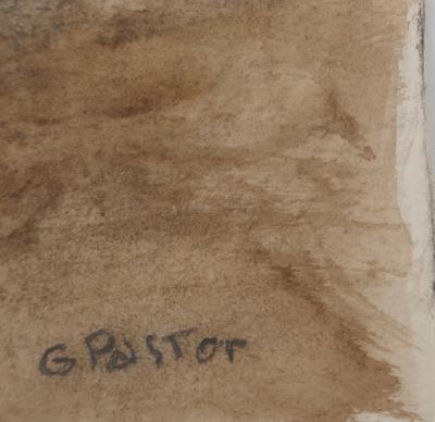 Gilbert PASTOR : Vue sur un aqueduc sous le brouillard, Aquarelle originale signée 2