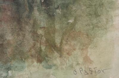 Gilbert PASTOR : Pont à voute sur un marais, Aquarelle originale signée 2
