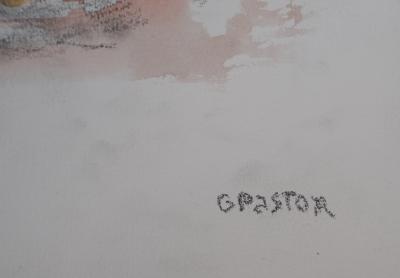 Gilbert PASTOR : Ville dans le Sud, Aquarelle originale signée 2