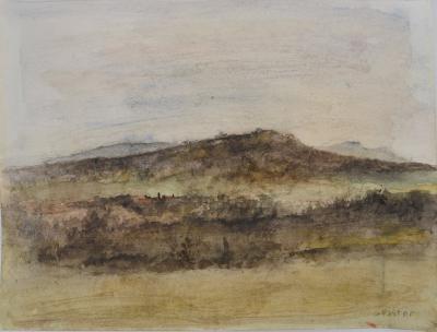 Gilbert PASTOR : Paysage montagneux, Aquarelle originale signée 2