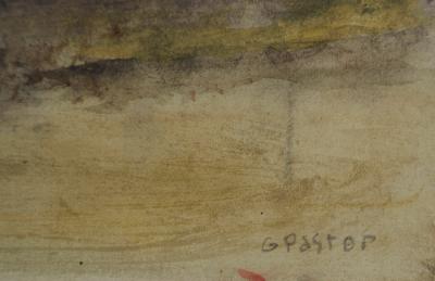 Gilbert PASTOR : Paysage montagneux, Aquarelle originale signée 2