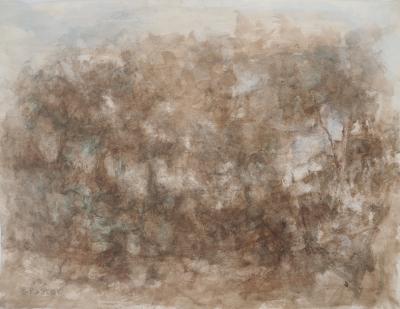Gilbert PASTOR : Arbres dans la brume, Aquarelle originale signée 2