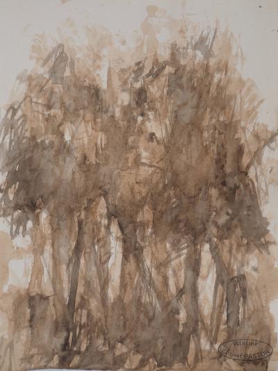 Gilbert PASTOR : Un Bois, Aquarelle originale signée 2