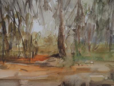 Gilbert PASTOR : Sous-Bois, Aquarelle originale signée 2