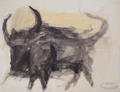 Gilbert PASTOR : Le Taureau, Aquarelle originale signée 2