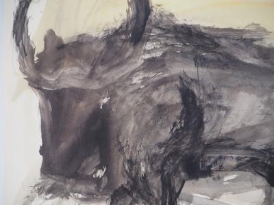 Gilbert PASTOR : Le Taureau, Aquarelle originale signée 2