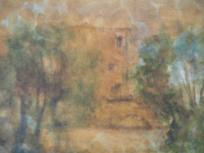 Gilbert PASTOR : Maison sur l'autre rive, Aquarelle originale signée 2