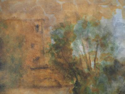 Gilbert PASTOR : Maison sur l'autre rive, Aquarelle originale signée 2
