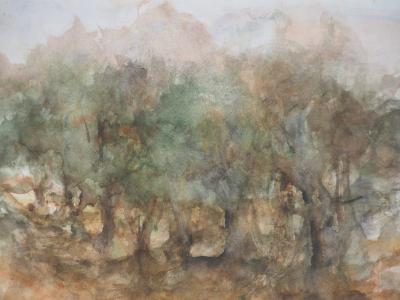 Gilbert PASTOR : Entrée du sous-bois, Aquarelle originale signée 2