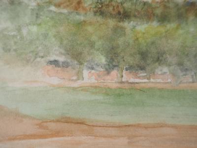 Gilbert PASTOR : Forêt ovale, Aquarelle originale signée 2