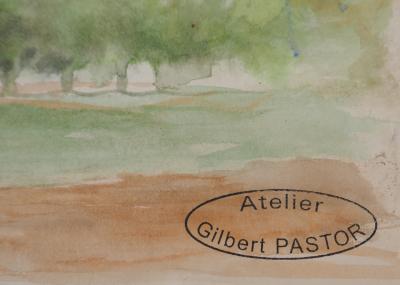 Gilbert PASTOR : Forêt ovale, Aquarelle originale signée 2