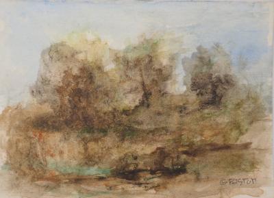 Gilbert PASTOR : Ruisseau en forêt, Aquarelle originale signée 2