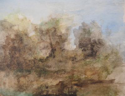 Gilbert PASTOR : Ruisseau en forêt, Aquarelle originale signée 2