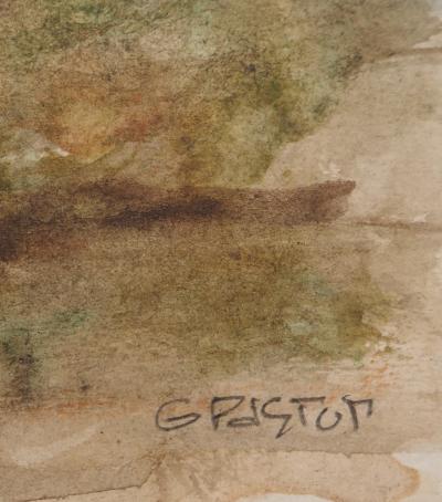 Gilbert PASTOR : Ruisseau en forêt, Aquarelle originale signée 2