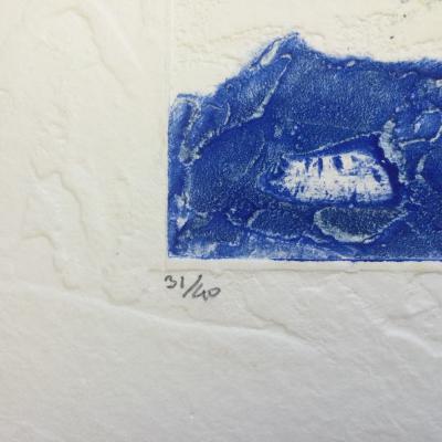 Bernard ALLIGAND - Ciel parfumé,2003 - Gravure au carborundum et collage signé 2
