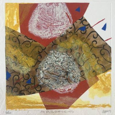 Bernard ALLIGAND - Arabesques , 2003 - Gravure originale au carburundum et collage signėe 2