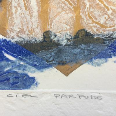 Bernard ALLIGAND - Ciel parfumé,2003 - Gravure au carborundum et collage signé 2