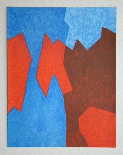 Serge POLIAKOFF - Composition rouge et bleue, 1968 - Lithographie originale 2