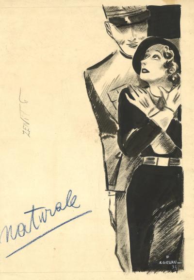 René Gruau - Naturale (Marlène Dietrich) - Illustration à l’encre de chine