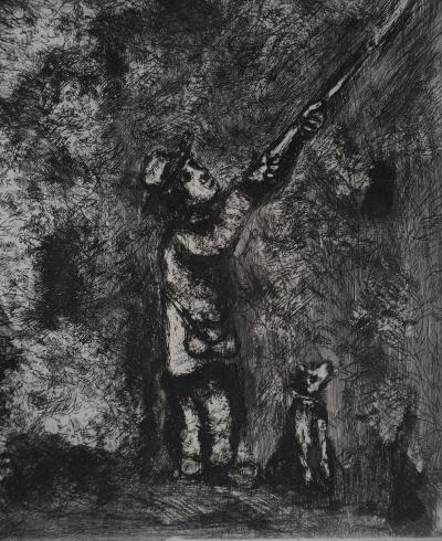 Marc CHAGALL : Le cerf chassé, Gravure originale signée 2