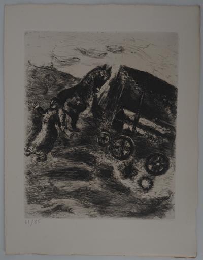 Marc CHAGALL : Le cortège funèbre, Gravure originale signée 2