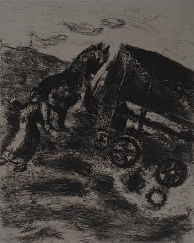 Marc CHAGALL : Le cortège funèbre, Gravure originale signée 2