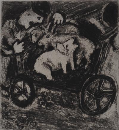 Marc CHAGALL : Le berger et son troupeau, Gravure originale signée 2