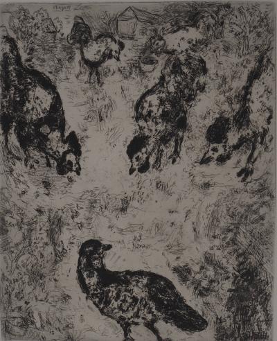 Marc CHAGALL : La basse-cour, Gravure originale signée 2