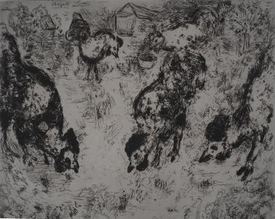Marc CHAGALL : La basse-cour, Gravure originale signée 2