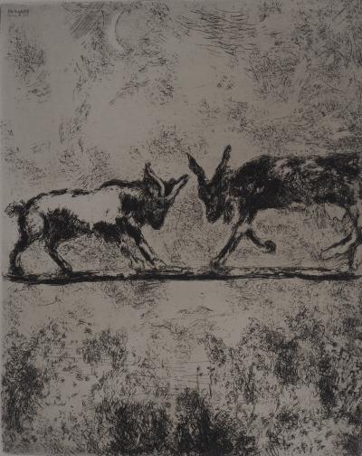 Marc CHAGALL : Les deux chèvres, Gravure originale signée 2