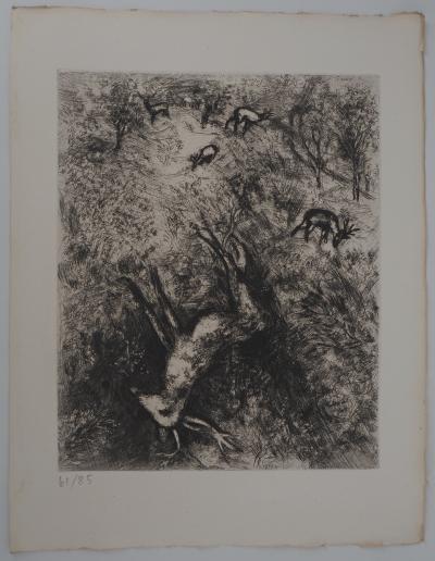 Marc CHAGALL : Le cerf malade, Gravure originale signée 2