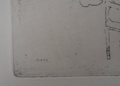 Marc CHAGALL : Repas chez Manilov, Gravure originale signée 2