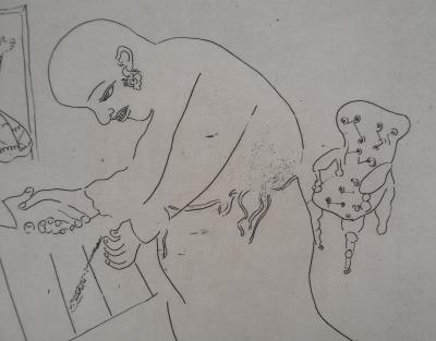 Marc CHAGALL : Les adieux de Tchitchikov à Manilov, Gravure originale 2