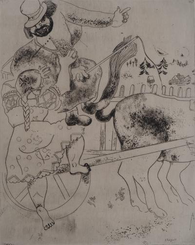 Marc CHAGALL : Le cocher qui a perdu son chemin, Gravure originale signée 2
