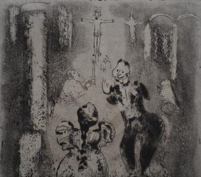 Marc CHAGALL : À l'église, Gravure originale signée 2